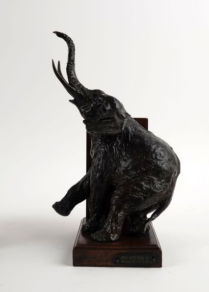 null Jean Léon Ary BITTER (1883-1973)
Pair of bookends "Elephants
Bronzes with brown...