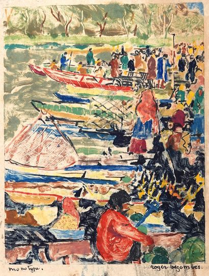 null Roger Bezombes (1913-1994)
The nautical festival
Gouache on paper pasted on...