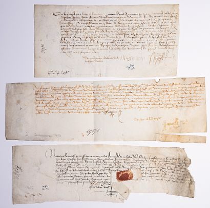 null AUDE. SÉNÉCHAUSSÉE OF CARCASSONNE AND BÉZIERS. 11 15th century charters, three...