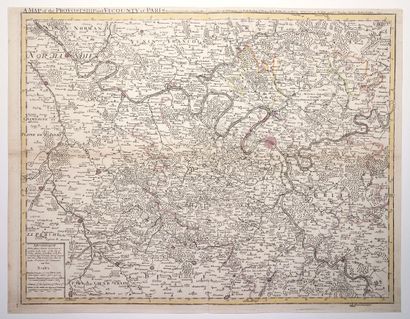 null ILE DE FRANCE. Carte anglaise de 1713. « Amap of the Provostship and Vicomty...
