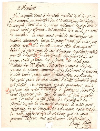 null VALZ(Jan Élie Benjamin) Nım̂es 1787- Marseille 1867- Astronome français - Lettre...