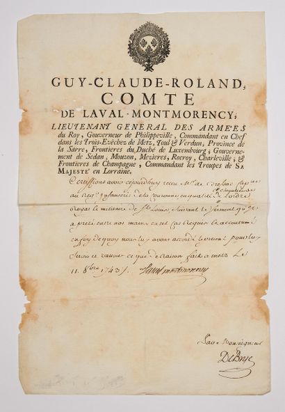 null Guy Claude Roland de MONTMORENCY, Comte de LAVAL, Maréchal de France en 1747....