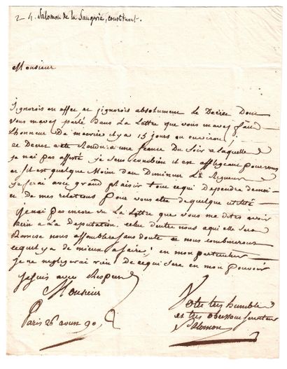 null SALOMON DE LA SAUGERIE (Guillaume-Anne) Orléans (Loiret) 1743-1795 - Député...