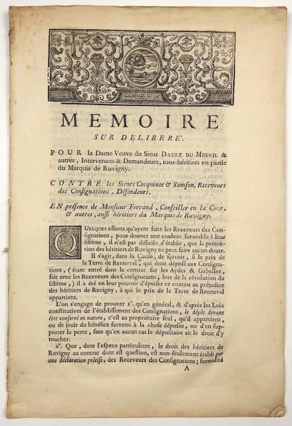 null AISNE. 1762. LAONNOIS - DE MASSÜE Marquis de RUVIGNY (10), Baron de RENNEVAL...