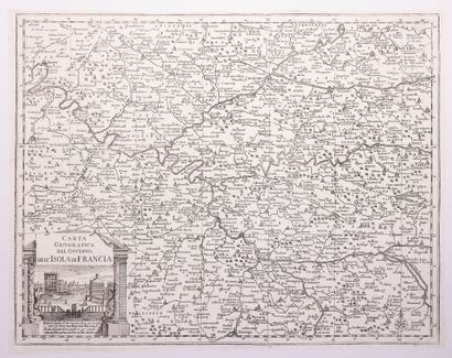 null ILE DE FRANCE. Carte italienne XVIIIe gravé par SALMON : « Carta géogragica...