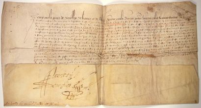 BOURGOGNE. 1585. Parchemin signée, au nom...