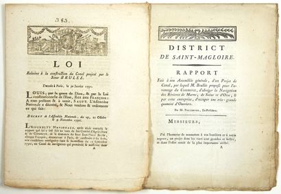 null CRÉATION DU CANAL DE L’OURCQ. 2 Imprimés : « District de SAINT-MAGLOIRE » «...