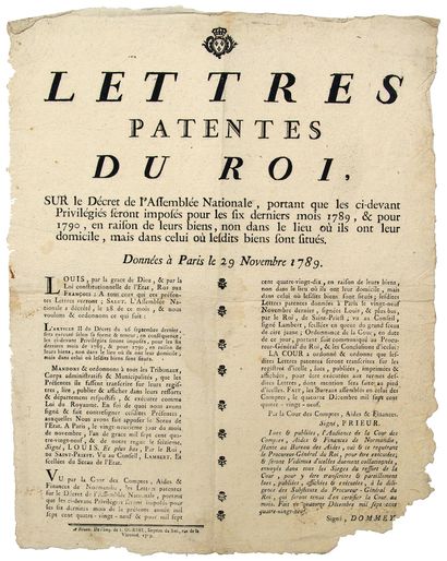 null ROUEN (76). 1789. IMPOSITION DES CI-DEVANT PRIVILÉGIÉS (Abolition des Privilèges)....