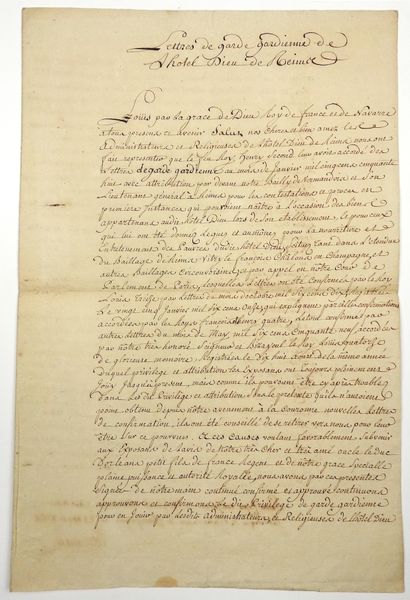 null MARNE. 1784. PRIVILÈGES DE L’HOTEL-DIEU DE REIMS (51). Copies des « Lettres...