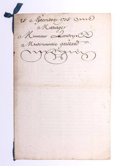 null SEINE-MARITIME. 1735. CONTRAT DE MARIAGE du 25 septembre 1735, entre Jean Louis...