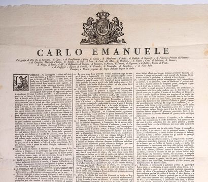 null COMTÉ DE NICE (06). 1777. Grand Placard à l’en-tête de CHARLES-EMMANUEL « CARLO...
