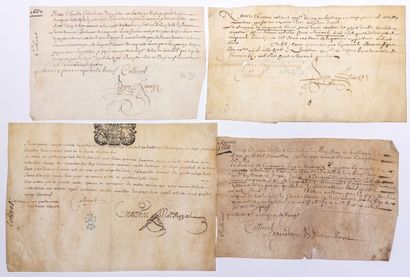 null CANTAL. AURILLAC. 4 Pièces signés Charles COLINET Conseiller du Roi et Magistrat...