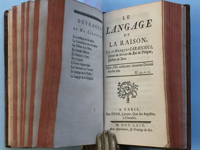 null CARACCIOLI: La religion de l'honnête homme. Nyon, 1766. In-12 basane marbrée...