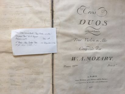 null MOZART (W.-A.) 1756-1791: Trois duos concertants pour violon et alto. Paris,...