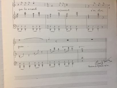 null BORDES (Henri) Composer, unknown dates 18...19...: Musical manuscript: 6 Robaiyat...