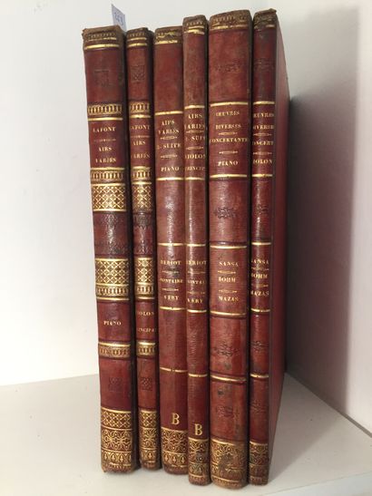 null VIOLIN - Important collection of old scores bound in 6 volumes in-folio half...