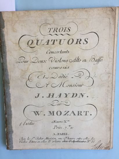 null MOZART (W.-A.): Three quartets concertans for two violins, viola and bass composed...