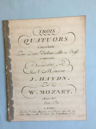 null MOZART (W.-A.): Three quartets concertans for two violins, viola and bass composed...