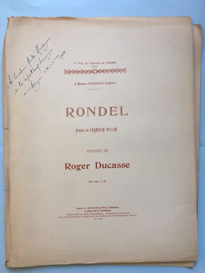 null ROGER-DUCASSE (Jean) Composer from Bordeaux 1873-1954: 2 scores: 1/Rondel, poetry...