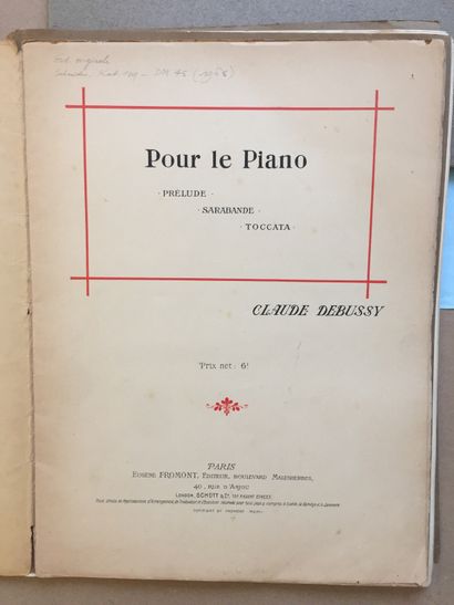 null DEBUSSY (Claude): Réunion de 5 partitions in-4 brochées: 1/Pour le piano. Prélude,...