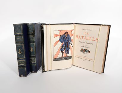 null 1 lot de 3 vol. : 1 vol. "La bataille" reliure par Randeynes & Fils ; on y joint...