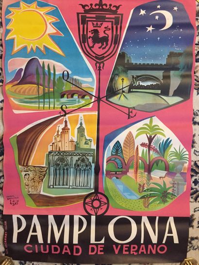null SPAIN - Pamplona ciudad de Vepano by Francis Bartolozzi L. de Solès. Poster...