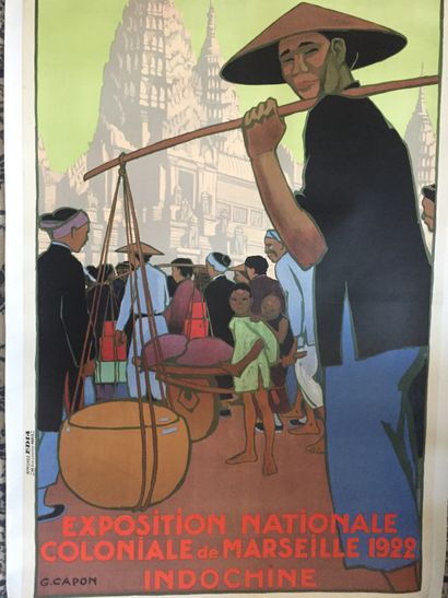 null EXPOSITION NATIONALE COLONIALE de Marseille 1922. INDOCHINE. Grande affiche...