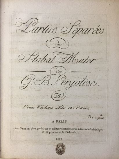 null PERGOLESE: STABAT MATER. Paris Sieber, s.d. (1805). In-4 half vellum (head cover...