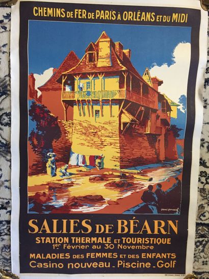 null SALIES de BEARN. Thermal and tourist resort. Poster of the Chemins de fer de...