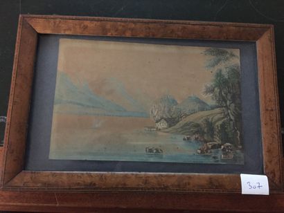 null SWITZERLAND - LAKE OF BRIENZ - Original 19th century watercolor on paper, unsigned....