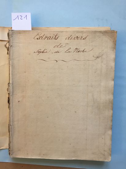 null LA ROCHE (Sophie): Manuscrit titré: "Extraits de Sophie de La Roche". In-4 broché...