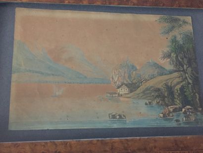 null SWITZERLAND - LAKE OF BRIENZ - Original 19th century watercolor on paper, unsigned....