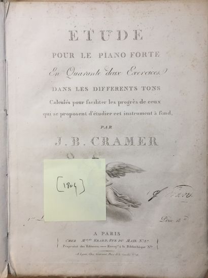 null PIANO FORTE: Réunion de 2 volumes in-4 reliés (reliures usagées): 1/CRAMER:...