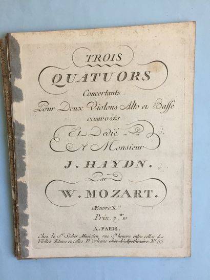 null MOZART (W.-A.): Three quartets concertans for two violins, viola and bass composed...