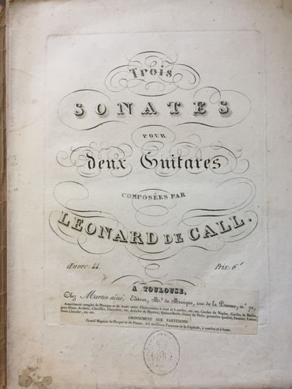 null GUITAR - Important collection of about 48 old printed partions, bound, large...