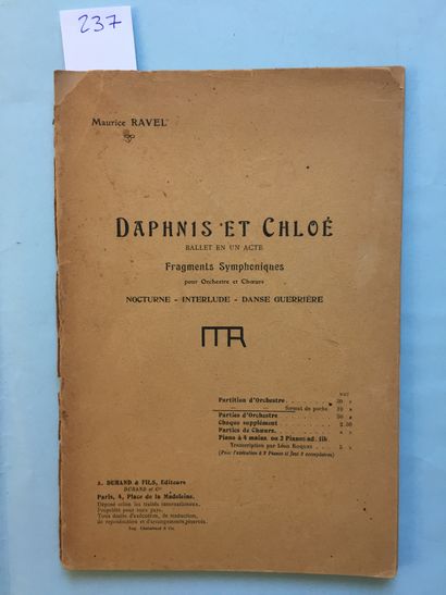 null RAVEL (Maurice): Daphnis et Chloé. Ballet en un acte. Fragments symphoniques...