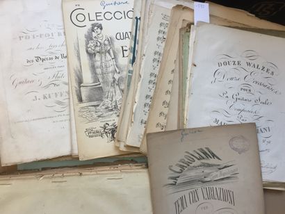 null GUITARE - Importante réunion d'environ 48 partions anciennes imprimées, brochées,...