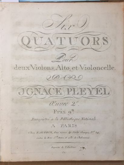null PLEYEL (I.): Six quatuors pour deux violons, alto et violoncelle. Paris, chez...