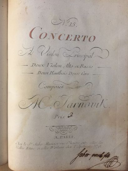 null CONCERTO - Recueil composite contenant 12 pièces gravées en 1 vol. in-4 demi-vélin...