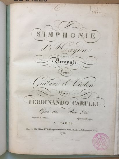 null GUITARE - Réunion de partitions anciennes imprimées en 4 vol. grand in-4 reliés:...