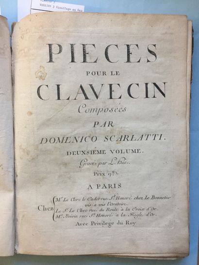 null CLAVECIN - Réunion de partitions du XVIIIe siècle en 1 volume in-folio basane...