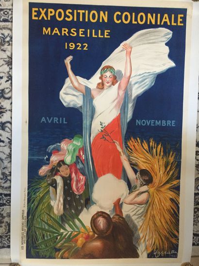 null CAPPIELLO: NATIONAL COLONIAL EXHIBITION of Marseille 1922. Large canvas poster,...