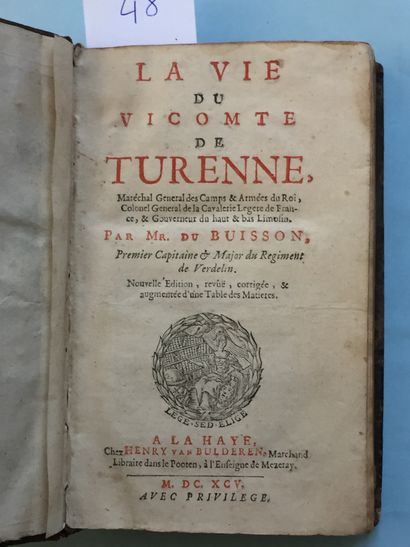 null DU BUISSON: La vie du Vicomte de Turenne…La Haye, Van Bulderen, 1695. In-12...