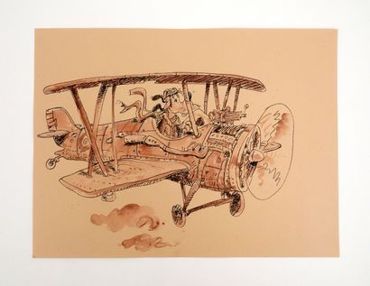 null BERCOVICI Philippe
Illustration représentant Dingo aviateur
Encre de lavis
24...