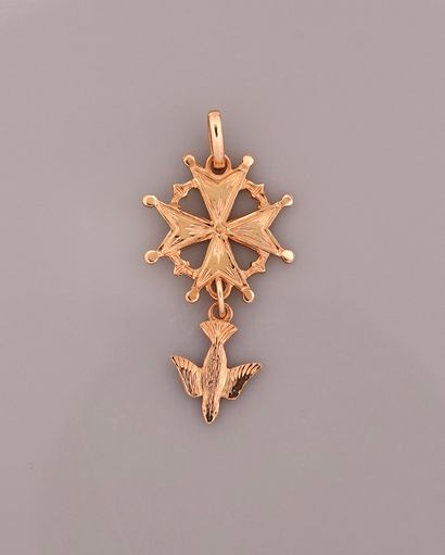 Gold-plated metal St Esprit pendant, height...