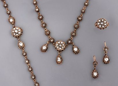 null Complete set: Necklace length 43cm, bracelet length 20cm, ring, earrings length...