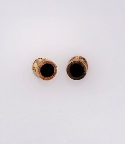 null Pair of cufflinks drawing round lozenges in, silver 925 MM, vermeil, applied...