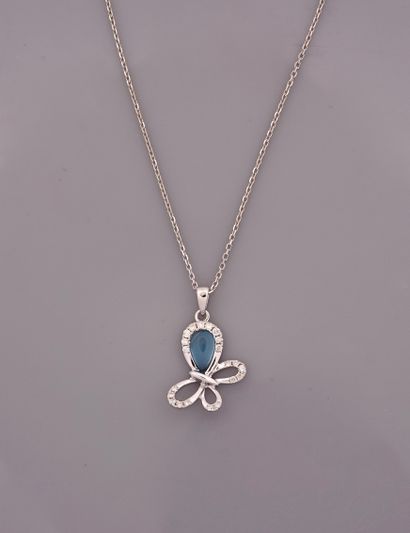 Butterfly chain and pendant in white gold,...
