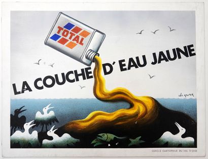null TOTAL LA COUCHE D’EAU JAUNE 
Gouache sur toile - Signée  
45 x 59 cm 
Bon é...