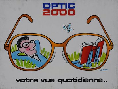 null OPTIC 2000 « VOTRE VUE QUOTIDIENNE… » 
Gouache sur toile - Signée à droite 
46...